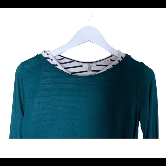 SILVER JEANS 2 In 1 Stripe Tee With Long Sleeves & Twist Back Green Girl Age 14Y - Picture 4 of 7